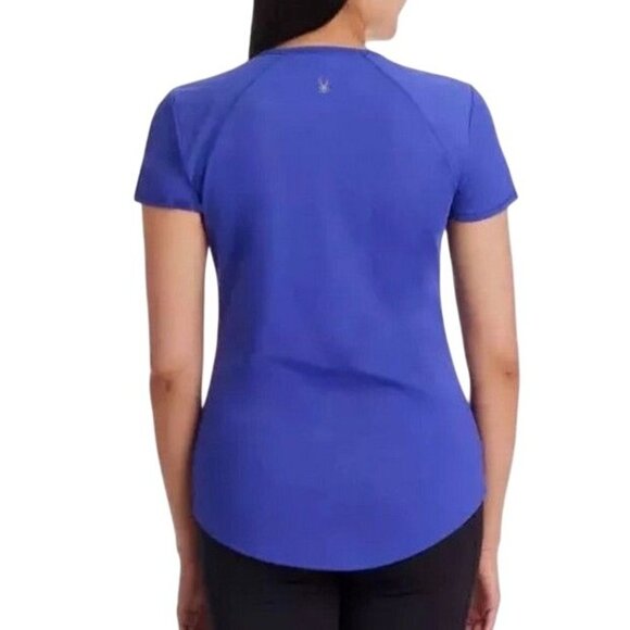 Spyder Tee Top Active Short Sleeve Crew Neck Size M Perennial Blue Athleisure - Picture 2 of 7